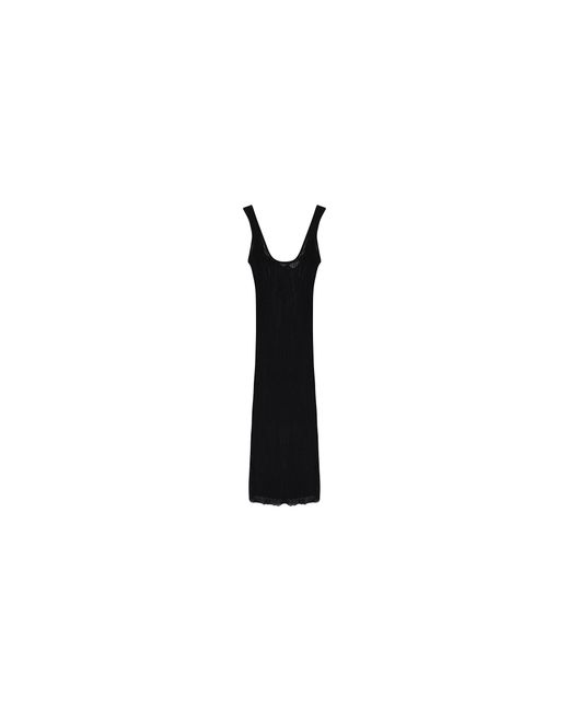 Lanvin Black Sleeveless Bodycon Midi Dress "Noir" Rw Dr0021 K403 E23 10"