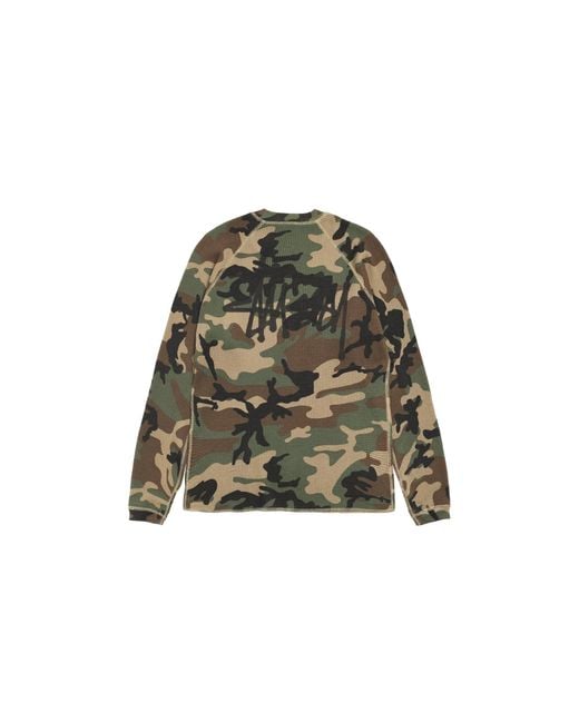 Stussy Green Raglan Thermal L/S Crew "Woodland" Stus304" for men