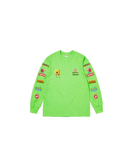 Supreme Green Spongebob/Castelli Racing L/S T-Shirt Su25456"