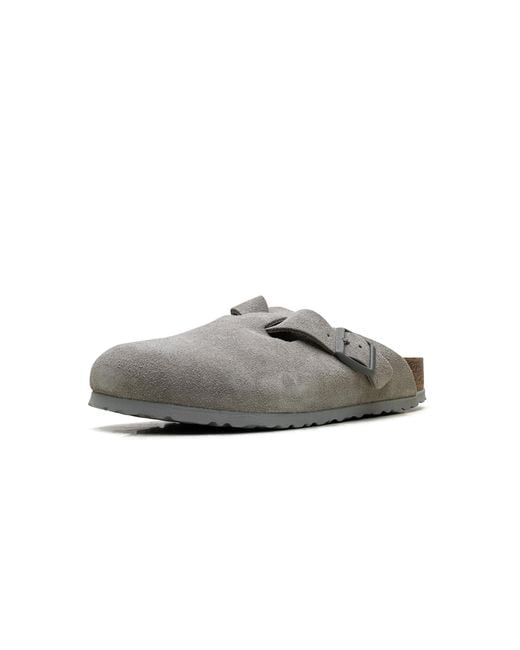 Birkenstock Black Boston Suede Leather "Stone Coin