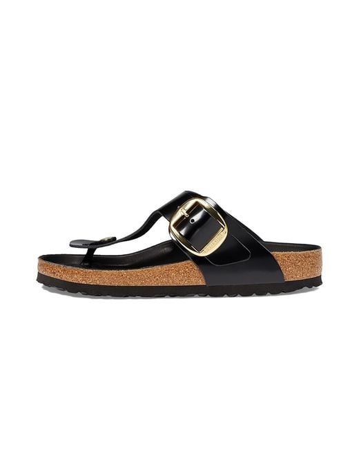 Birkenstock Black Gizeh Big Buckle "Natural Leather Patent for men