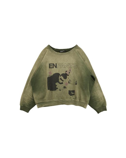 Enfants Riches Deprimes Green My Death My Life Logo Raglan Crewneck Sweatshirt "Gardener" 020 497 Gard" for men