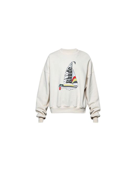 Rhude Black Cotton Graphic Sweatshirt "Cream" Ss24Sw023201140114" for men
