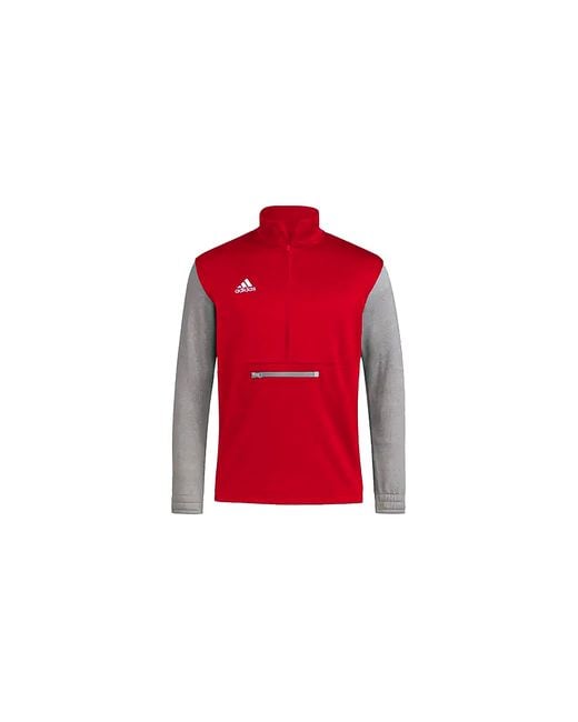 Adidas Red Ulm Warhawks Quarter-Zip Jacket "Team Medium Heather Hi3134" for men