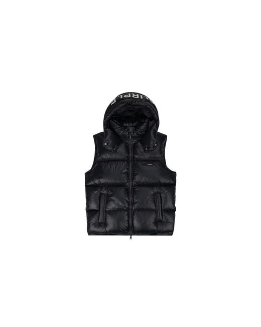 Purple Brand Black Nylon Off Hood Puffer Vest "Jet" P623 Pjbv422" for men