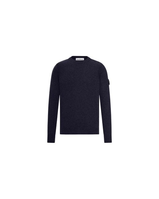 Stone Island Blue Logo Patch Crewneck Sweater K2S1551000 72S00A3 V0020" for men