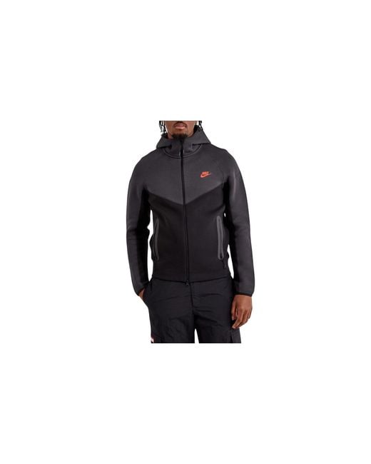 Nike Black Tech Fleece Windrunner Full-Zip Hoodie /Dark Smoke/Light Crimson" Fb7921 013" for men