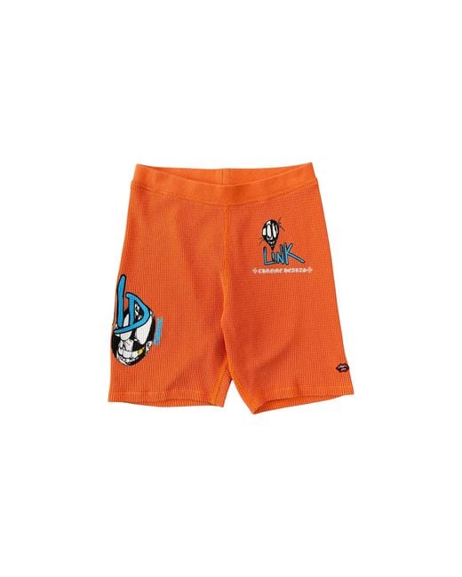 Chrome Hearts Orange Matty Boy Link & Build Logo Thermal Biker Shorts Chrm1396"