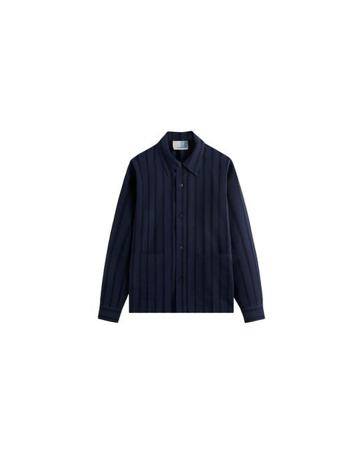 Kith Blue Long-Sleeve Poplin Boxy Collared Overshirt "Nocturnal" Khm010306 413" for men