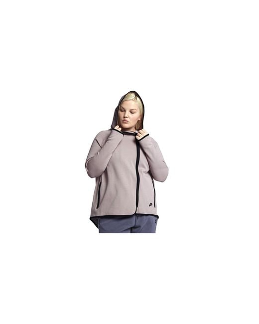Nike Black Tech Fleece Full Zip Cape Hoodie "Rose Ah3969 684"