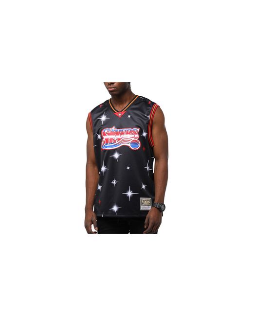 Mitchell & Ness Black Airbrush Knit Jersey "Nba Philadelphia 76Ers" Ttnkbw18029 P76Blck" for men