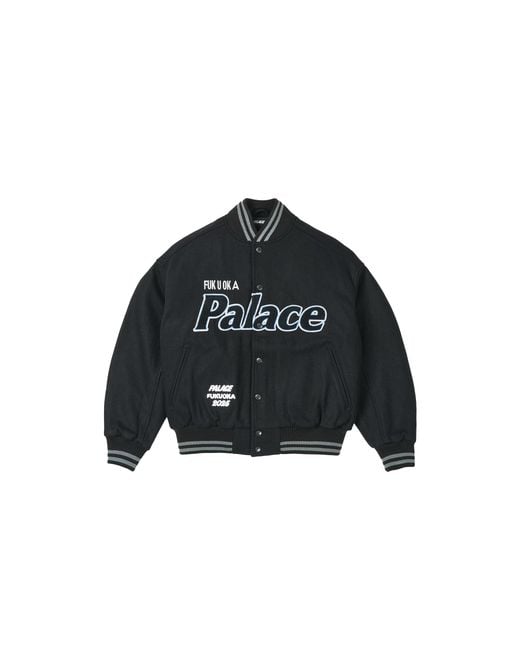 Palace Black Fukuoka Varsity Jacket P0080" for men