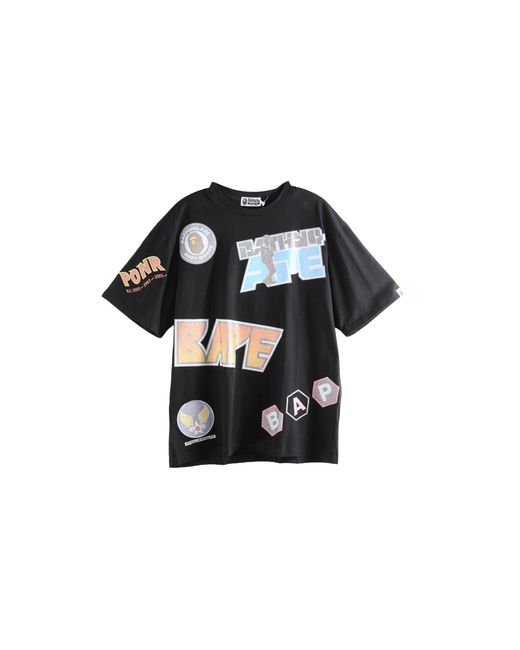 A Bathing Ape Black Multi Archive Motif Relaxed Fit T-Shirt 1M30109005 Blk" for men