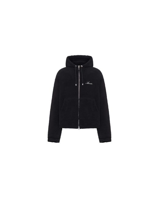 Amiri Black Bones Fleece Zip Hoodie Amouja1010 001" for men