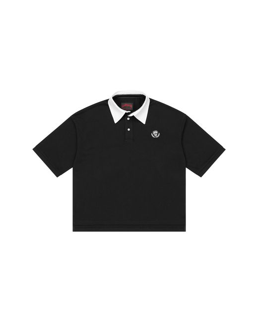 GODSPEED NEW YORK Black Victor Minimal Crest Polo Gs482" for men
