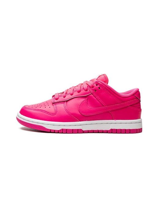 Nike Black Hot Pink Leather Dunk Low Sneakers