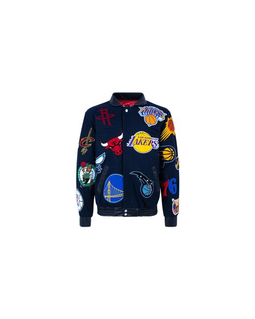 Jeff Hamilton Black Nba Collage Wool Jacket Nba 101 Nvy"