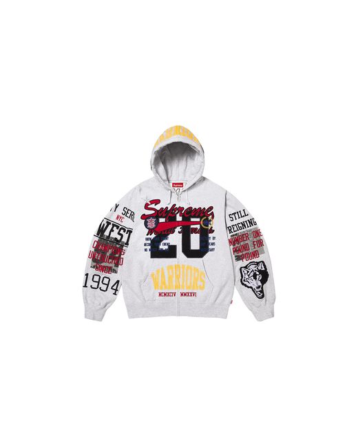 Supreme Black Warriors Appliqué Zip Up Hooded Sweatshirt "Ss26