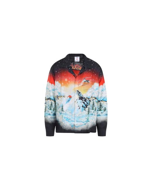 Casablanca Black Cuban Collar Long-Sleeve Shirt "Ski Lake" Aw25 Sh 006 06 Ex Ski Ski" for men