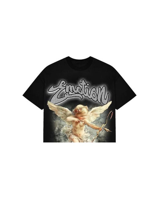 Mixed Emotions Black Rhinestone Cropped T-Shirt Mixe011" for men