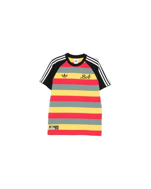 Adidas Black Striped Ss T-Shirt "Bob Marley" Jy5212" for men