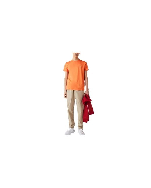 Lacoste Orange Crew Neck Pima Cotton Jersey T-Shirt Th6709 Npb" for men