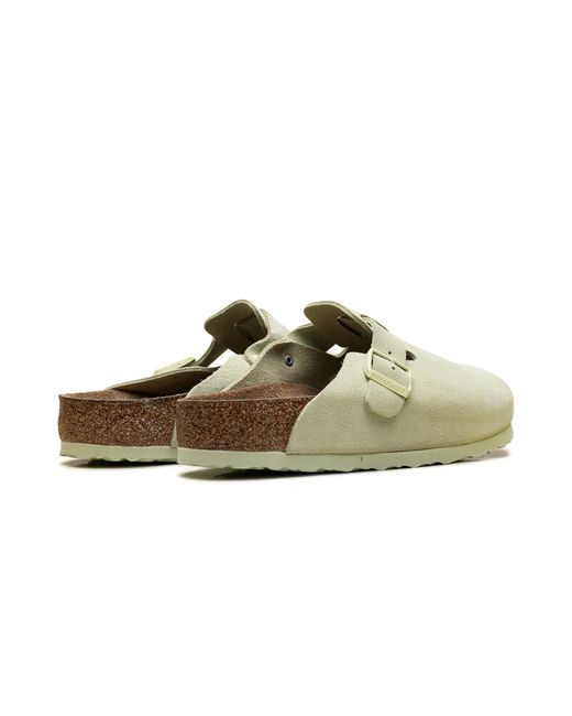 Birkenstock Black Boston Soft Footbed Suede Leather "Faded Lime for men