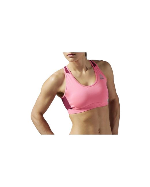 Reebok Pink Crossfit Workout Ready Sl Bra "Poison" Az0319"