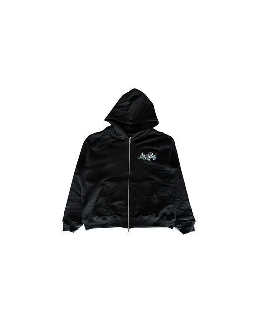Amiri Black Embroidered Dragon Logo Zip Up Hoodie Amjyhd1005 001" for men