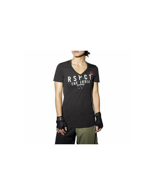 Reebok Black Train Like A Fighter Perf Short Sleeve V T-Shirt Aj4433"