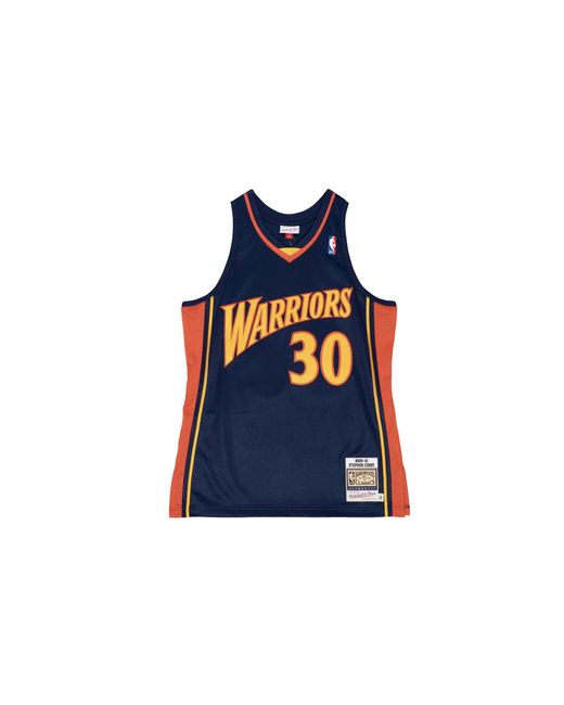 Mitchell & Ness Black Authentic Road Jersey "Nba Golden State Warriors 09 Steph Curry" Ajy4Gs18084 Gswnavy09Scu" for men