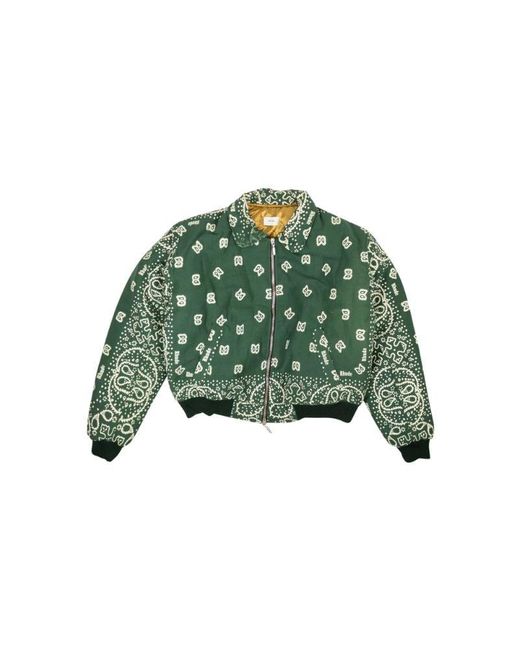 Rhude Forest Green And Creme Cotton Lighting Bomber Jack "green / Creme" for men