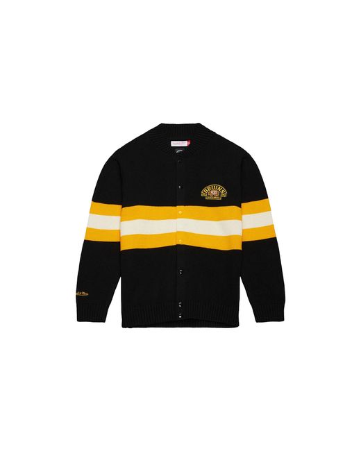 Mitchell & Ness Black Nhl 100Th Anniversary Striped Cardigan Sweater Bruins - Tswt6434 Bbnyypppbkgd" for men