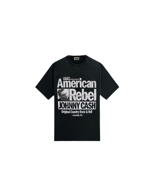 Kith Black Johnny Cash American Rebel Vintage T-Shirt Khm033584 001" for men