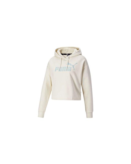 PUMA Black Essentials Cropped Logo Hoodie "Ivory Glow" 586869 88"