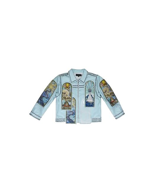 Who Decides War Blue Eternity Leather Jacket 1131110008Ss24" for men