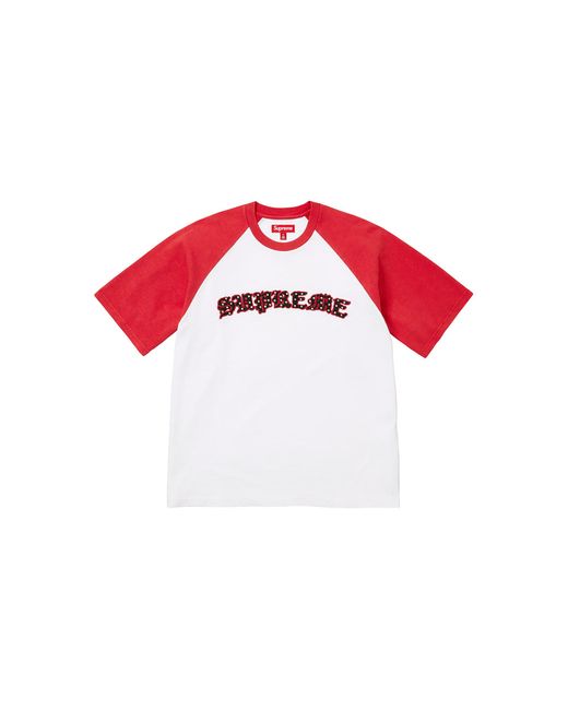 Supreme Red Rhinestone Raglan S/S Top "Ss26