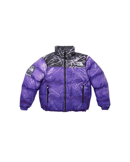 Supreme Purple The North Face Printed Nuptse Trompe L'Oeil Jacket "Ss23