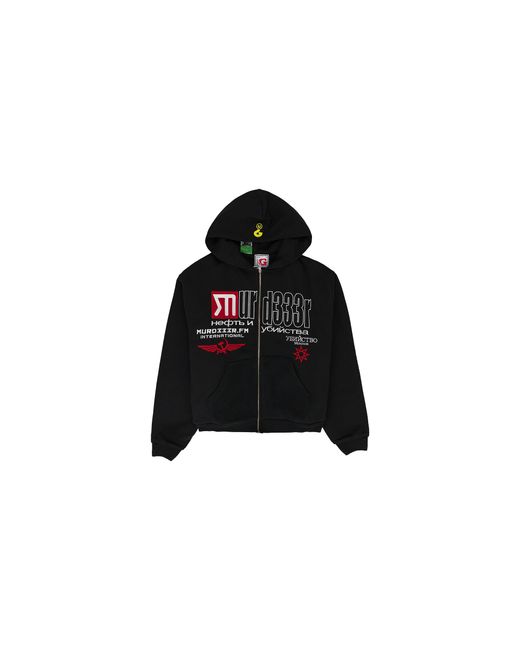Greedy Unit Black Double Layered Hoodie "Murd333R.Fm for men