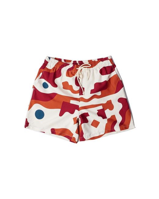 by Parra Red Abstract Mountain Swim Shorts 56165" for men