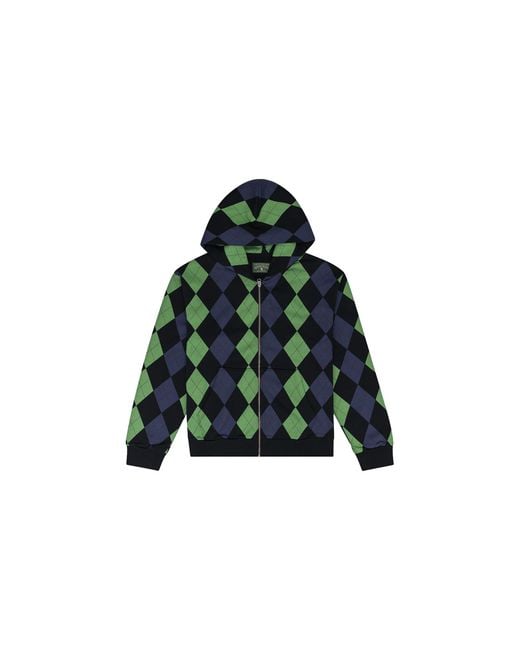 DENIM TEARS Green Intarsia Zip Hoodie Dt967" for men