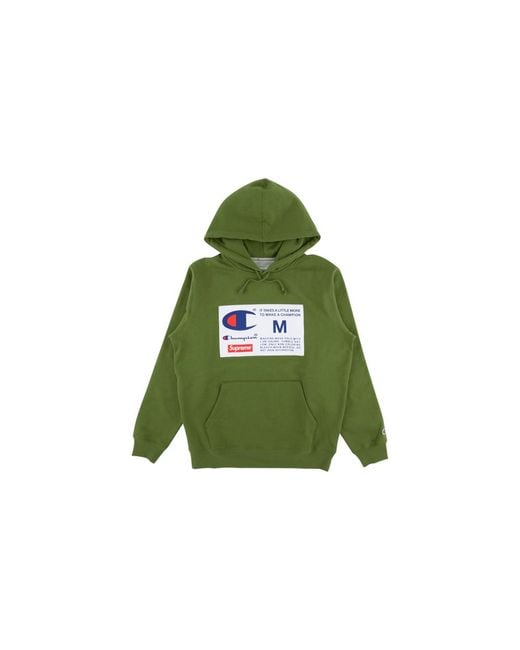 Supreme Green Champion Label Hooded Sweatshirt 'fw 18' for men