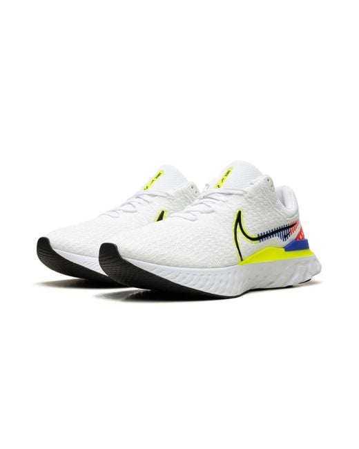 Nike Black React Infinity Run Flyknit 3 Premium "white Racer Blue Volt" Shoes for men