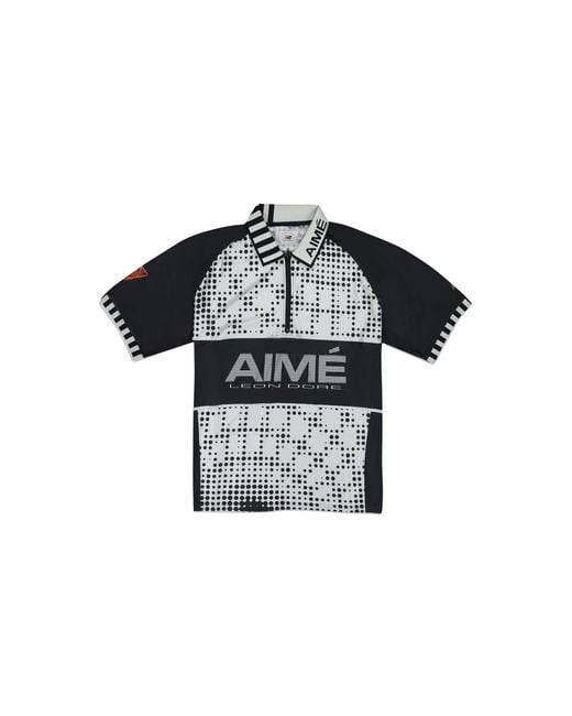 Aimé Leon Dore Black New Balance Zip Polo Shirt Nb23Ct010" for men