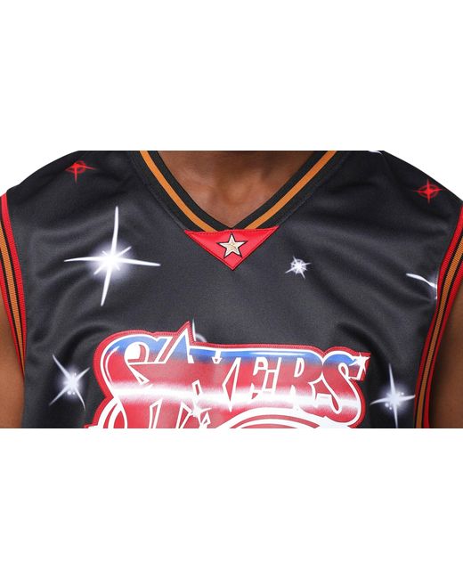 Mitchell & Ness Black Airbrush Knit Jersey "Nba Philadelphia 76Ers" Ttnkbw18029 P76Blck" for men