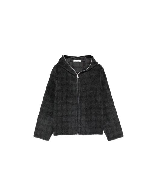 Our Legacy Black Full Zip Hoodie "Fuzzed Plum Check" M2266Ff" for men