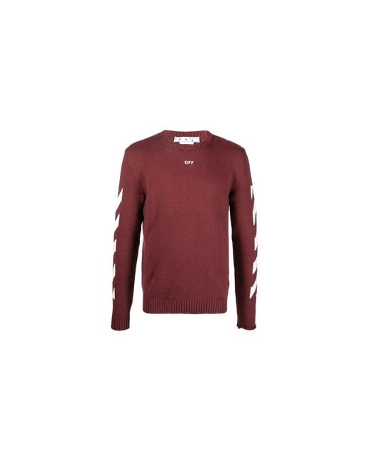 Off-White c/o Virgil Abloh Red Diagonal Arrow Knit Crewneck Omhe023F22Kni0012801" for men