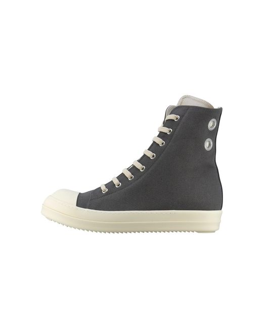 Rick Owens Black Hollywood Eyelet Sneaker High "Dark Dust Milk" Du01E3800 Does1 7811" for men