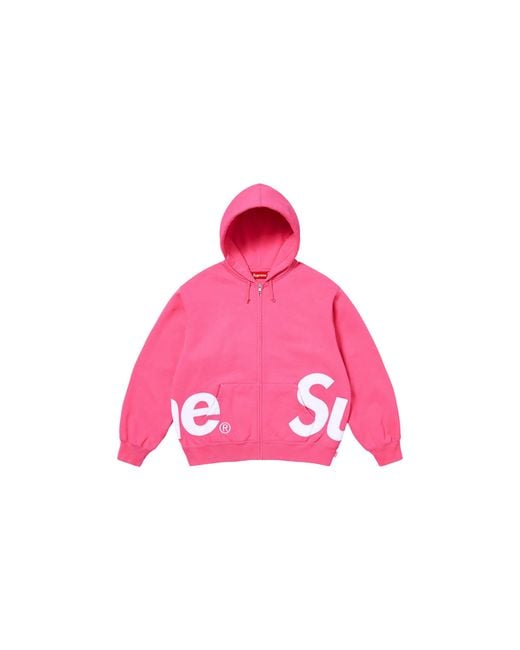 Supreme Pink Big Logo Zip Up Hooded Sweatshirt "Ss25