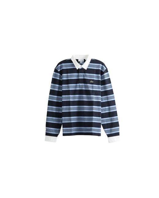 Lacoste Blue Relaxed Fit Striped Piqué Rugby Polo "China China" Kh1561 Zeb" for men